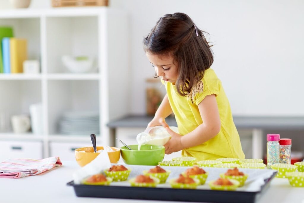 teaching kids lesson with chores and cooking